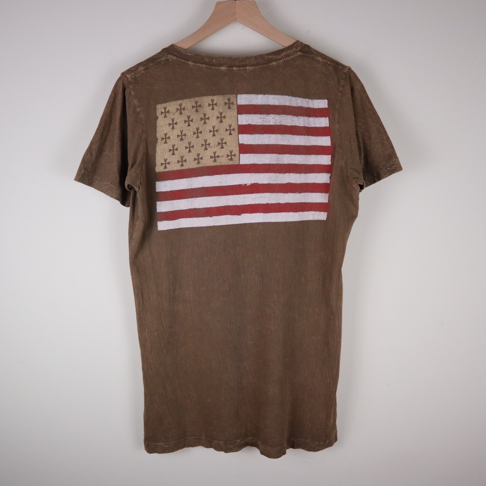 Affliction Indian Head Skull V-Neck Women's Shirt Brown Size XL 18.5x29.5 - Picture 2 of 13
